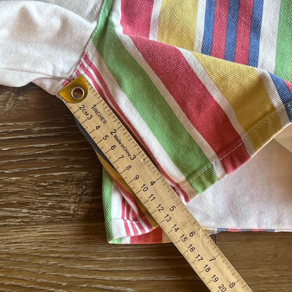 Vtg GoodFellows Clothing Co High Rise Half Striped Jean Shorts 7/8 Button Fly - Picture 10 of 10